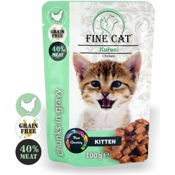 Fine Cat Pouch Kitten Chicken 100gr - Беззърнен пауч за подрастващи котки с пилешко месо 100гр