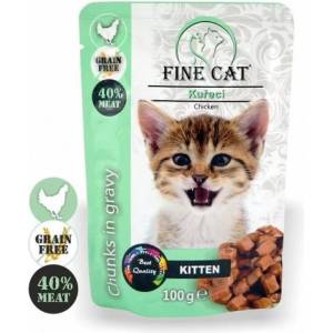 Fine Cat Pouch Kitten Chicken 100gr - Беззърнен пауч за подрастващи котки с пилешко месо 100гр