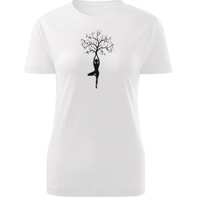 Tričko s potiskem Yoga tree dámské Bílá