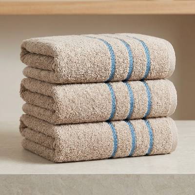 Top textil Osuška Pruhy modré 70 x 130 cm béžová
