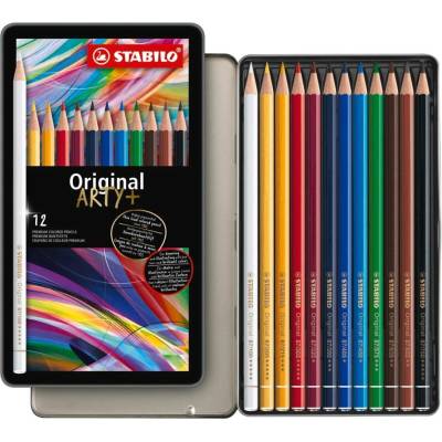 Umělecké pastelky STABILO Original, 12 ks ARTY v kovové krabičce
