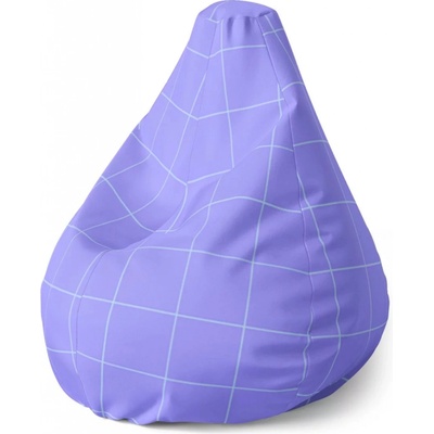 Sablio Sedací vak Pear Čtvercový vzor fialové Sablio 70 x 95 x 15 cm