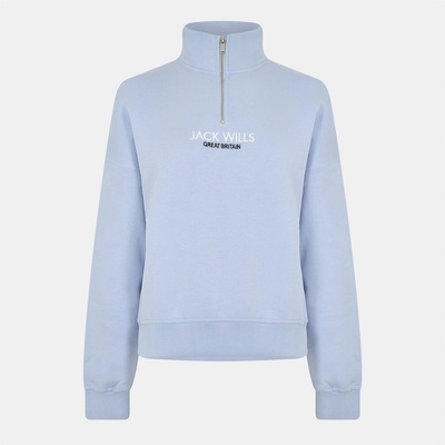 Jack Wills Дамска блуза Jack Wills Honeylane Half Zip Sweatshirt Womens - Soft Blue