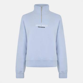 Jack Wills Дамска блуза Jack Wills Honeylane Half Zip Sweatshirt Womens - Soft Blue