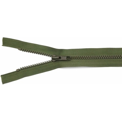 Deliteľný kostený zips - dĺžka (30 - 95 cm) - rôzne farby 55 cm Khaki bez ozdoby
