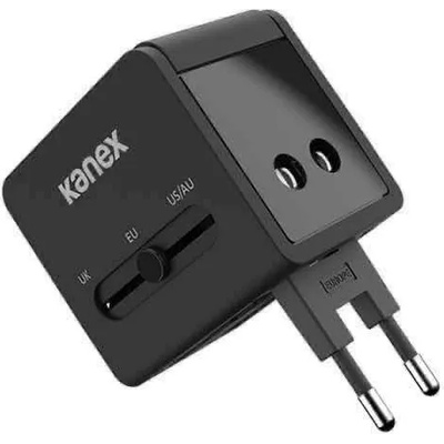 Kanex GoPower 2-Port USB International Travel Adapter - адаптер за ел. мрежа с преходници за цял свят с 2xUSB-A изходи (черен)