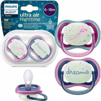 Avent Philips šidítko ultra air 376/12 Nighttime girl BPA free 2Pack – Zboží Dáma