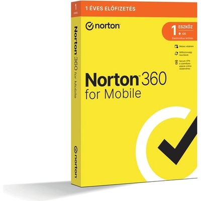 Symantec NortonLifeLock Norton 360 за мобилни устройства 1 потребител 1 устройство 1 година антивирусен софтуер в готов вид (21426914) 21459990 (21459990)