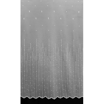 Mantis tylová záclona 654/601 vyšívaný vzor prší, s bordurou, bílá, výška 120cm ( v metráži)