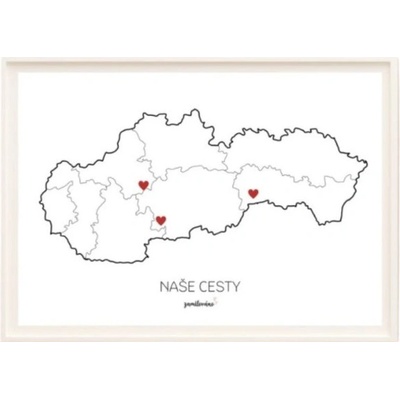 Vzpomínková mapa Naše cesty – Slovensko, A3 + rám