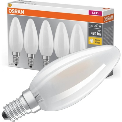 Osram 5PAK LED žiarovka E14 B35 4W = 40W 470lm 2700K Warm 300° Filament