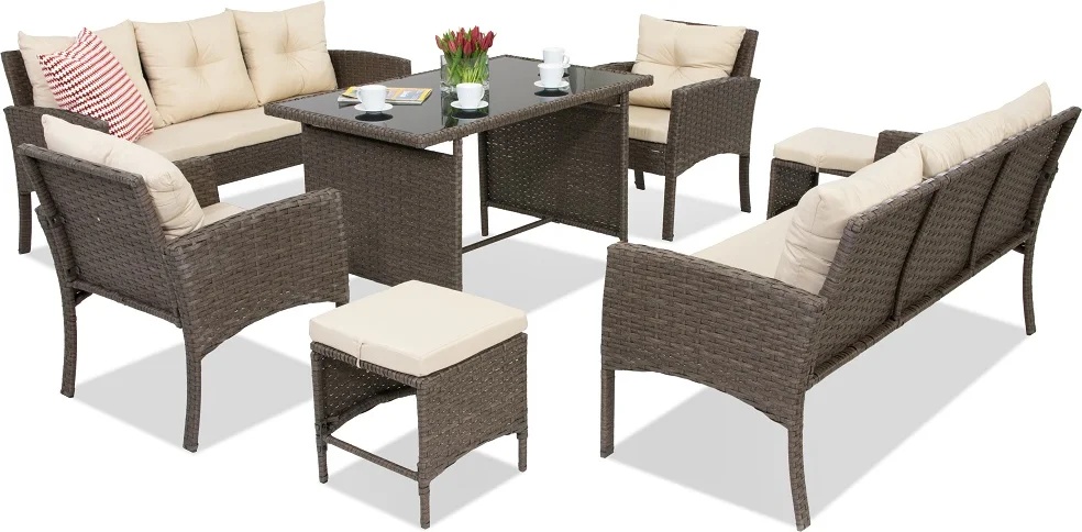 Garden Point Градински мебели от техноратан с пуфове Bari Apetito 8 Garden Point (GAP398)