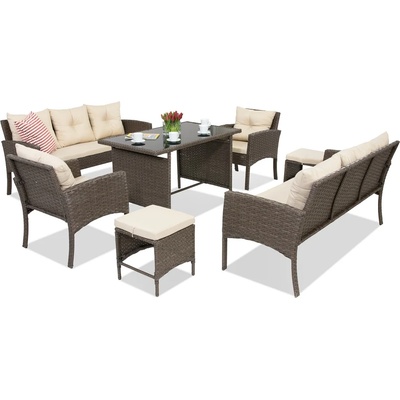 Garden Point Градински мебели от техноратан с пуфове Bari Apetito 8 Garden Point (GAP398)