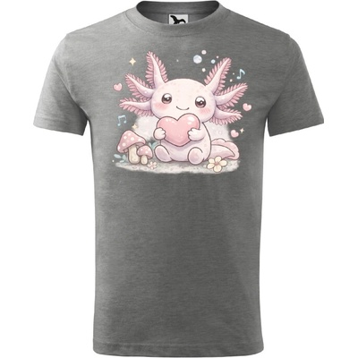 Stymio detské tričko Axolotl so srdiečkom Tmavosivý melír
