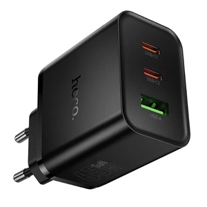 hoco. Мрежово зарядно Hoco N75, GaN 65W, 2x USB-C + USB-A, Черно (N75)