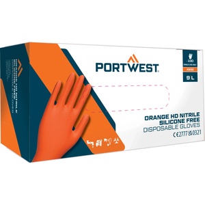 Portwest a930 / Ръкавици за еднократна употреба без силикон, 100 броя в опаковка - оранжеви xxl (a930orrxxl)
