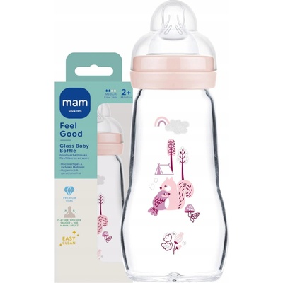 Mam Skleněná lahev Feel Good Forest růžová 260 ml