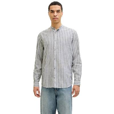 Риза с дълъг ръкав Jack & jones Esummer Linen Blend Band long sleeve shirt - Grey (Vetiver / Stripes)