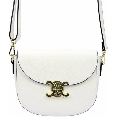 kožená crossbody kabelka s ozdobným kovovým zapínaním