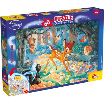 Lisciani Двулицев пъзел Lisciani за оцветяване от 60 части - Бамби (47932)