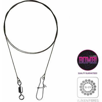 Delphin Wolfrámové lanko Bomb s obratlíkom a karabínkou 40 cm 14 kg 2 ks