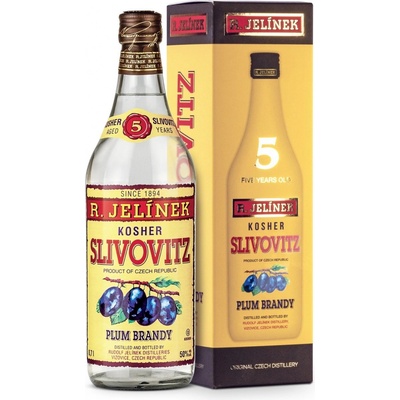 R. Jelínek Slivovice Kosher Bílá 5y 50% 0,7 l (kazeta) – Zboží Dáma