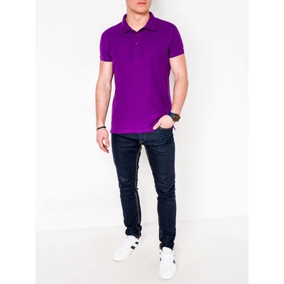 Ombre Clothing pánské tričko s límečkem La'ei fialová