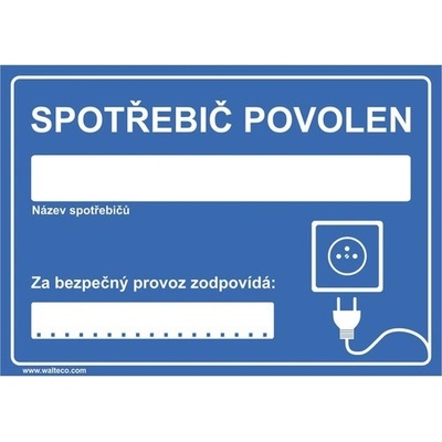 Plastová tabulka Spotřebič povolen 210x148 mm