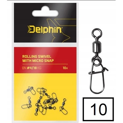 Delphin Obratlík S Karabínkou Rolling Swivel With Micro Snap veľ.10 8 kg 10 ks