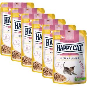 Happy Cat Консерва Котенца и Юноши Земно Пиле 6 x 85 г