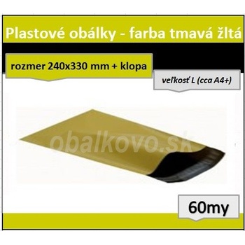 Žlté LDPE obálky veľ. "L" 240x330mm (60my) *1ks