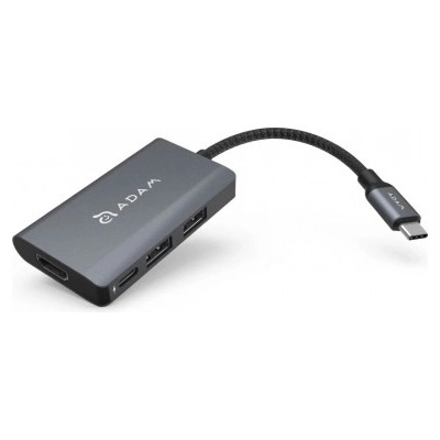 ADAM elements Casa Hub A01m - USB-C хъб с 2 USB изхода, USB-C PD порт и HDMI за устройства с USB-C порт (тъмносив) (AAPADHUBA01MGY)