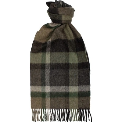 Klasická kašmírová šála s třásněmi Joshua Ellis Classic Brushed Cashmere Scarf Brown Green Tartan
