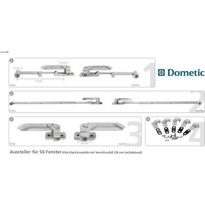 Stavěč Klick Klack pro okna Dometic 330 mm cena za pár 208/603-1