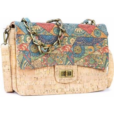 Crossbody korková kabelka na patent Modrá