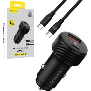 Blavec Зарядно за кола с USB-A и USB-C изходи с технология за бързо зареждане - Blavec Volt BS-04B-C Car Charger 48W (черен) (CCBS04BCV-UCB)