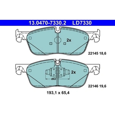 Sada brzdových platničiek kotúčovej brzdy ATE Ceramic 13.0470-7330.2
