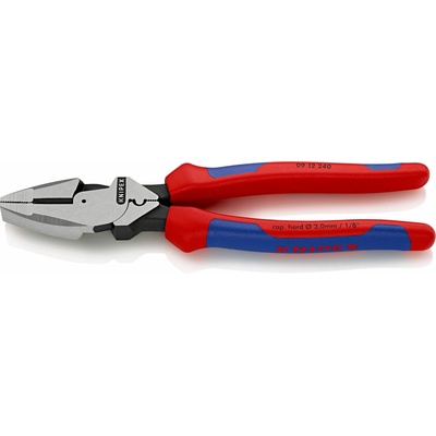 KNIPEX 09 12 240 Silové kombinované kleště "Lineman's Pliers" americký model s vícekomponentními rukojeťmi atramentované na černo 240 mm
