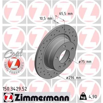 ZIMMERMANN Brzdový kotúč 150342952
