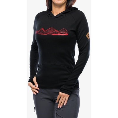 Sensor Merino Upper Fleece Hooded black mountains