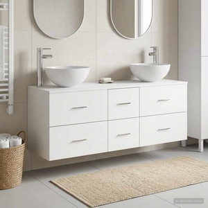 vidaXL Комплект шкафове за баня 3 бр. Бяло 49, 5 x 35 x 63 см (3405795)