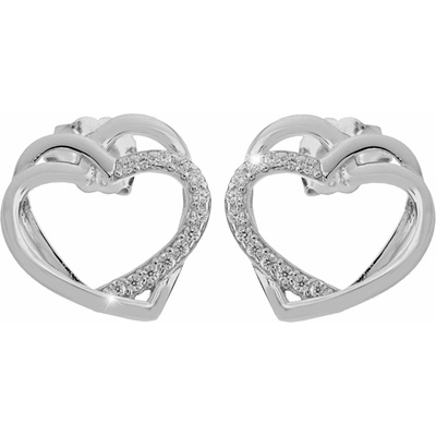 JSB Bijoux Dvě propletená srdíčka zdobená Kubickými zirkony Crystal 92400522cr (Ag925/1000, 1,84 g)
