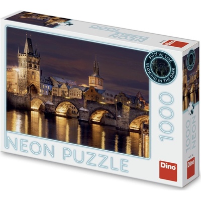 Dino Karlov most v noci v neónovom osvetlení 1000 dielov