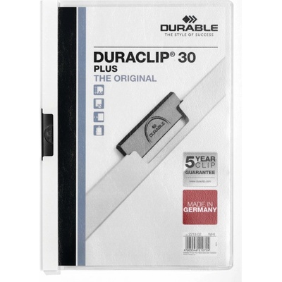 DURABLE obal s klipom a vreckom - DURACLIP PLUS 30 - A4 - biely