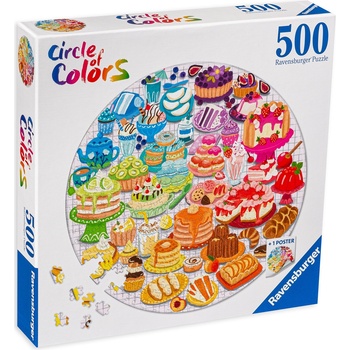 Ravensburger Кръгъл пъзел Ravensburger от 500 части - Десерти (17171)
