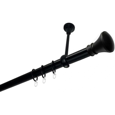 OK-GarnýžeCZ Garnýž kovová jednořadá 25mm Koloseo černá 310 cm do stropu / kroužky s háčkem