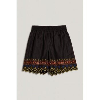 Karl Lagerfeld Bavlněné šortky vzorované high waist 241W1003 černá