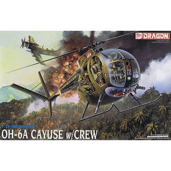 DRAGON Model Kit vrtuľník 3310 OH 6A CAYUSE w/CREW 1:35