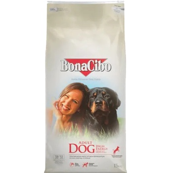 BonaCibo dog adult high energy - суха храна за пораснали кучета от всички породи, над 1 година - ЕНЕРГИЙНА ФОРМУЛА с пиле, аншоа и ориз, Турция - 15 кг