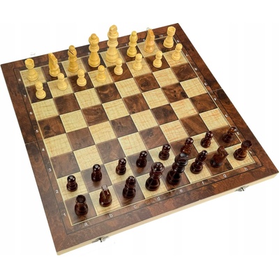 Šachy vrhcáby backgammon dřevěné velké 39 cm sada 3v1 logické hry